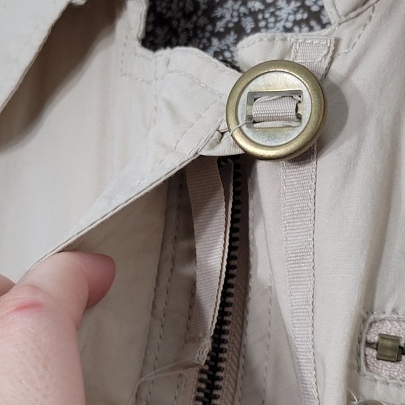 Studio Mode Womens Utility Jacket Pockets Cotton Blend Button Khaki Tan Large - Picture 8 of 12